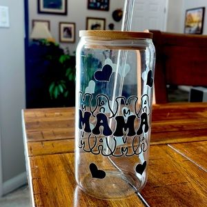 MAMA MAMA MAMA 16 ounce glass tumbler